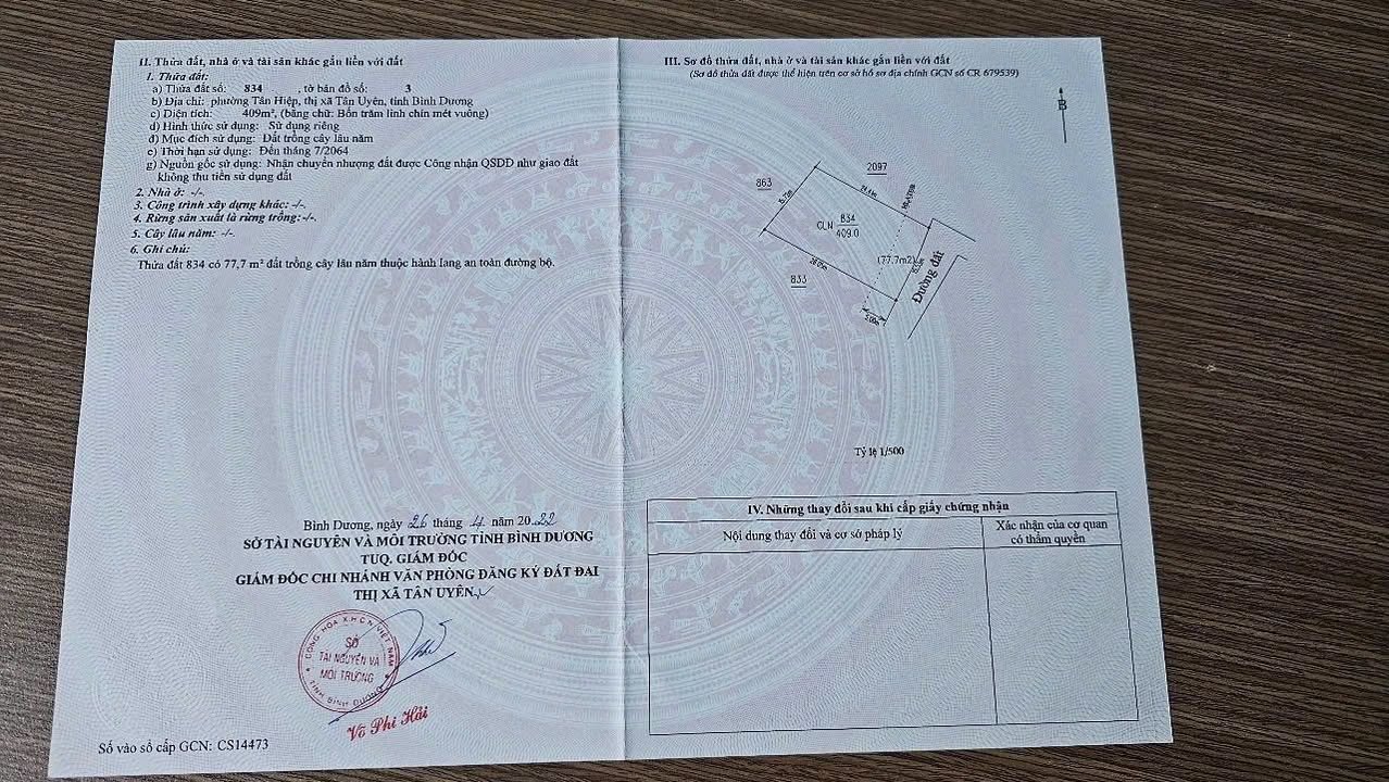 Đất nền Tân Hiệp, Tân Uyên 375m² giá 2.58 tỷ - Đường rộng 5m, thông thoáng!