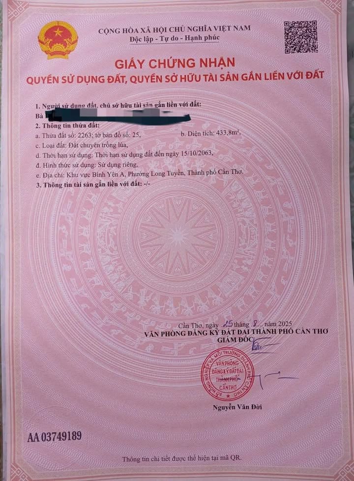 Đất nền mặt tiền đường 918, Cần Thơ 433m² - Chính chủ bán gấp!