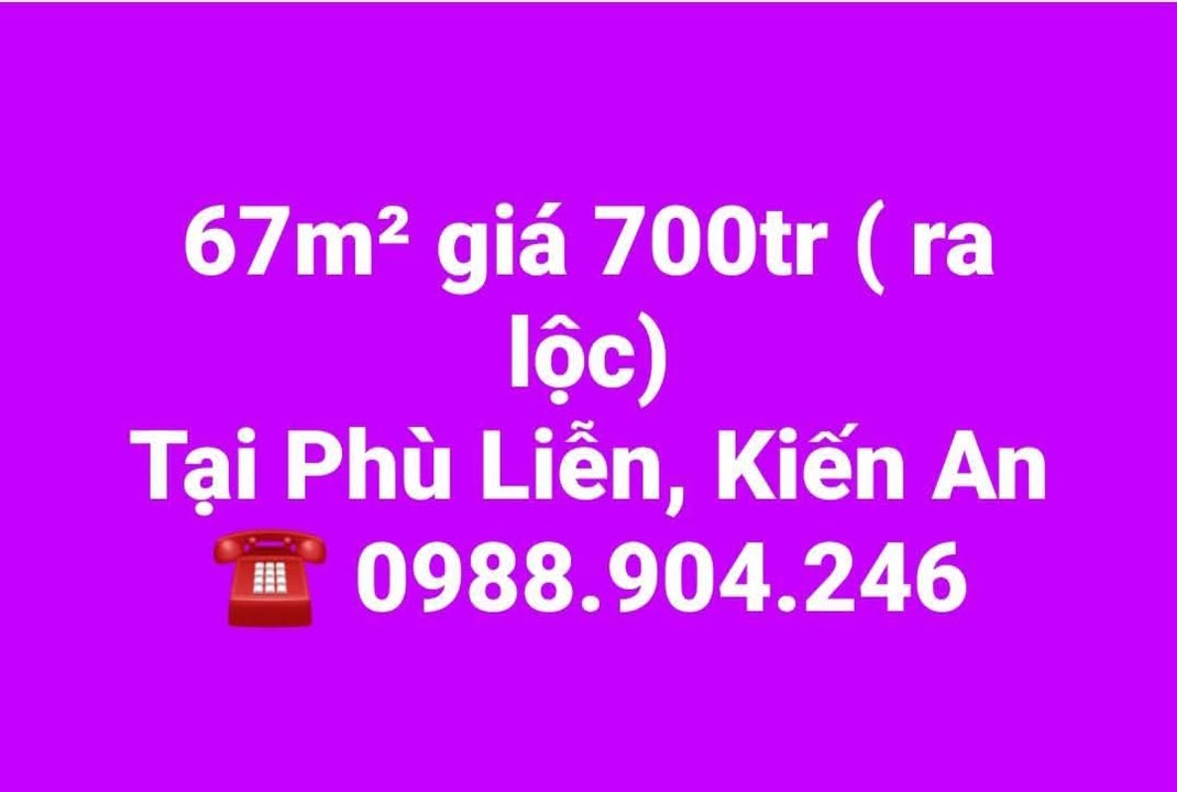 Đất nền Phù Liễn Kiến An 67m² giá 700 triệu - Cơ hội đầu tư sinh lời!