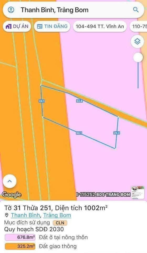 Đất thổ cư 2 mặt tiền đường 762 xã Thanh Bình 1000m² - Giá chỉ 2.25 tỷ!