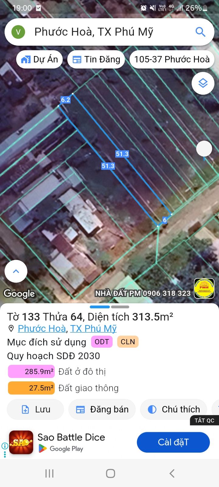 Đất nở hậu 306m² tại khu Bàn Cờ Lam Sơn, Tân Phước chỉ 2 tỷ - Cơ hội đầu tư tuyệt vời!