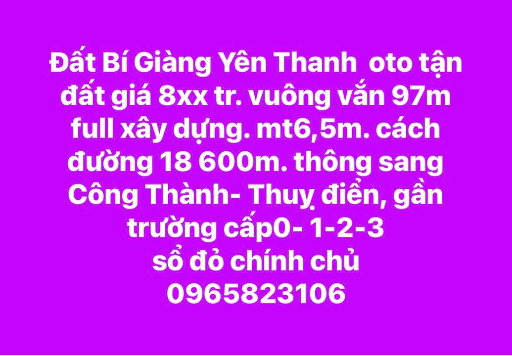 Đất nền Yên Thanh, Uông Bí 97m² giá 800 triệu - Ô tô vào tận nơi!