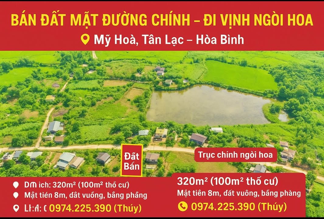 Đất mặt đường Mỹ Hòa, Tân Lạc 320m² - Tiềm năng đầu tư lớn!