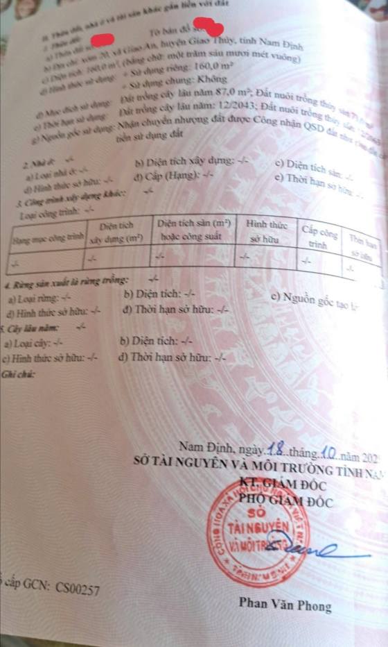 Đất thổ cư Giao Hòa, Giao Thủy 160m² - Sổ đỏ chính chủ, giá thỏa thuận!