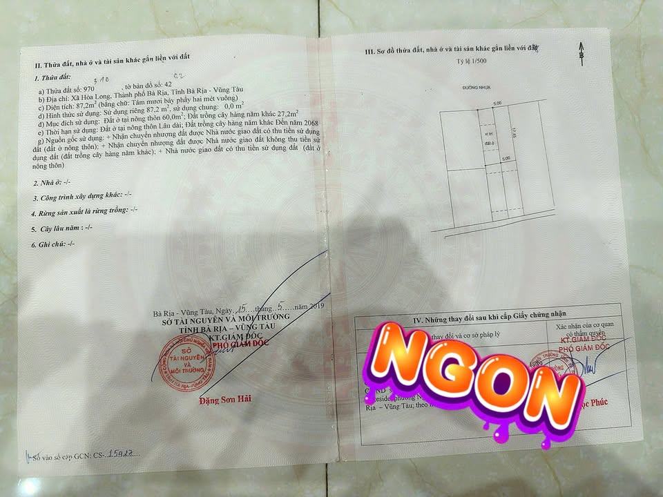 Bán gấp đất mặt tiền 46b Sake, phường Hòa Long, 88m² - Kinh doanh sầm uất!