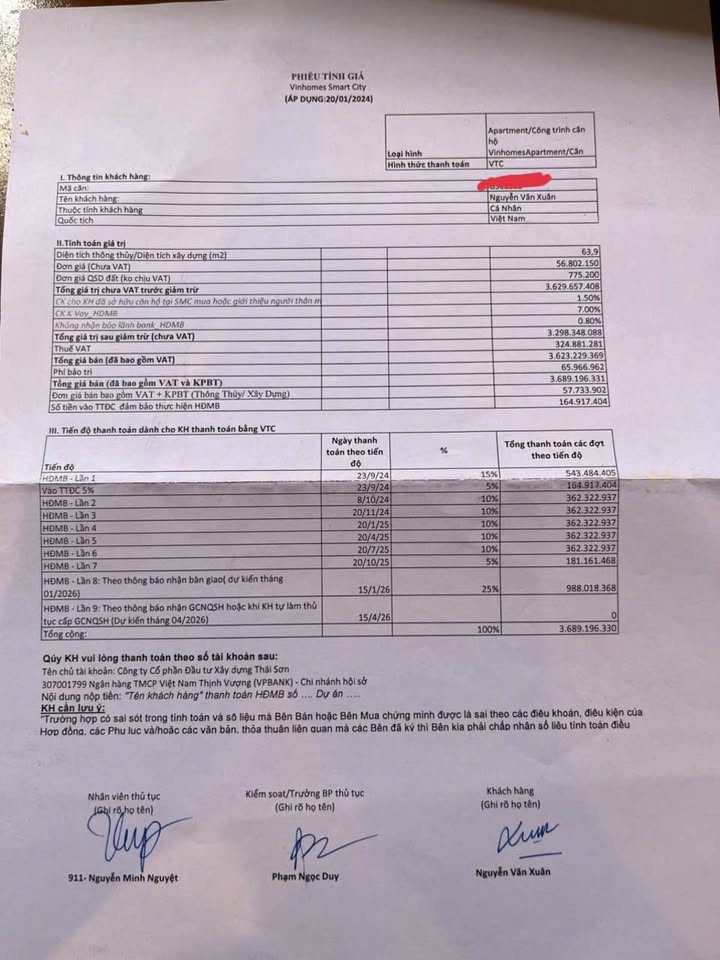 Căn hộ GS6 Vinhomes Smart City 63.9m² giá 5.45 tỷ - View thoáng vĩnh viễn!