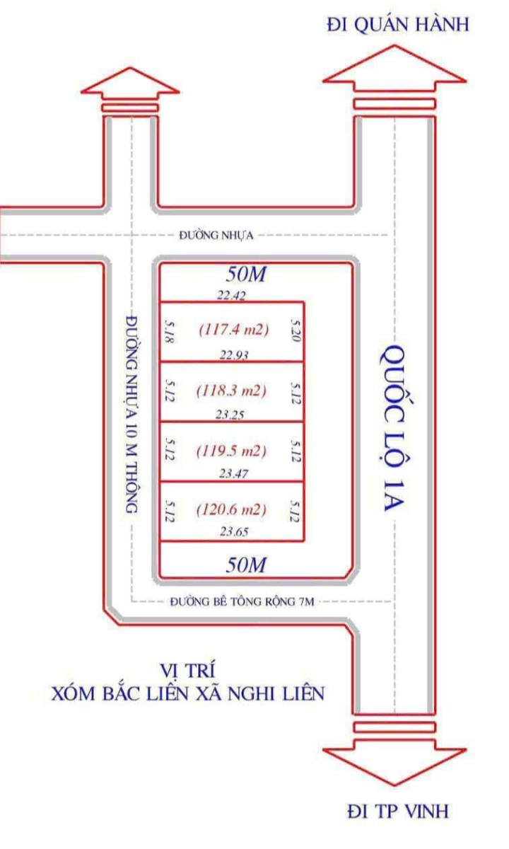 Đất nền Nghi Liên 120m² giá 2 tỷ - Đường ô tô tránh nhau