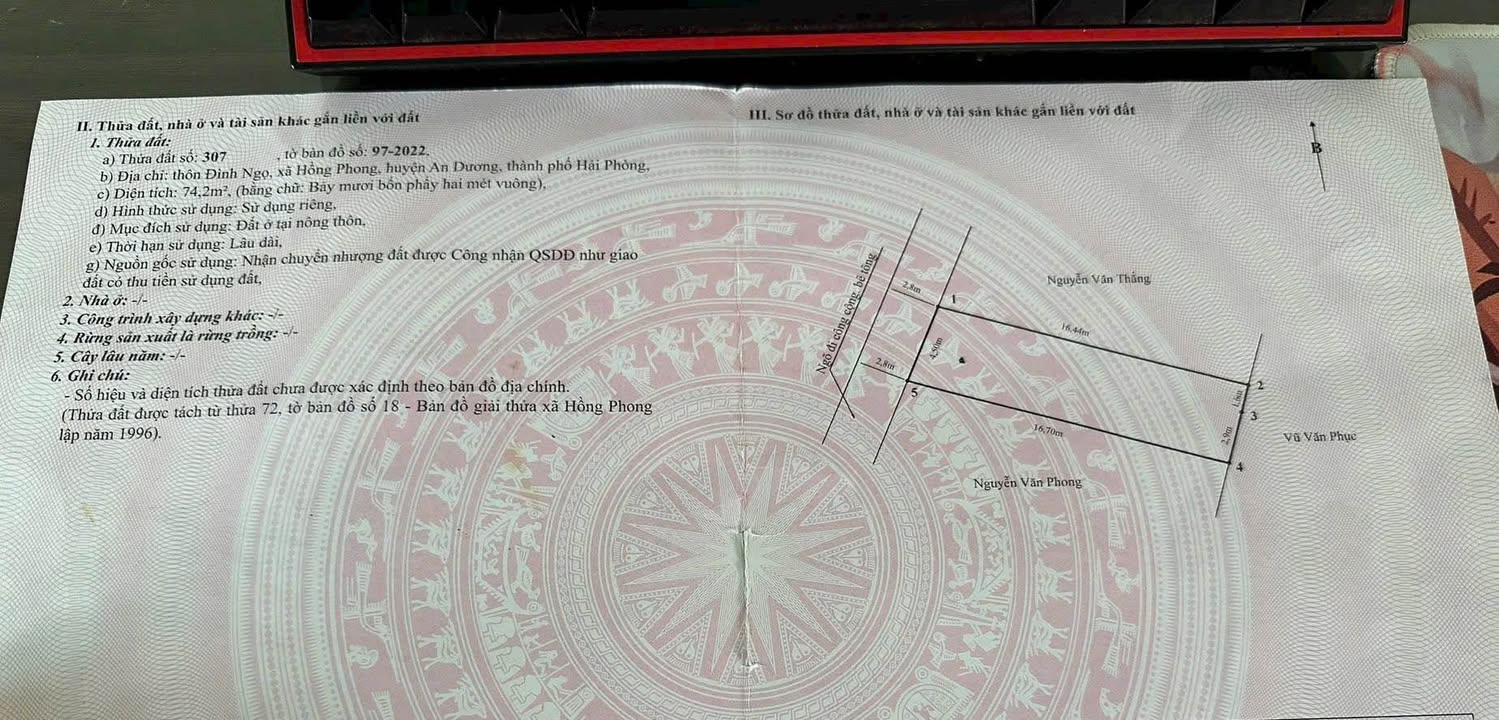 Đất nền Hồng Phong An Dương 74m² giá 900 triệu - Cơ hội an cư lý tưởng!