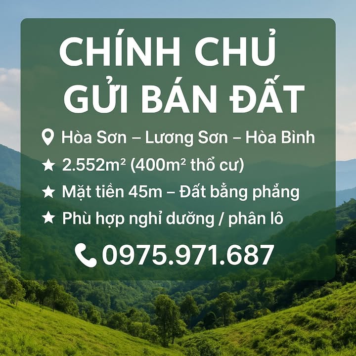 Đất Farm Hòa Sơn, Lương Sơn 2.552m² - Đầu tư nghỉ dưỡng lý tưởng!