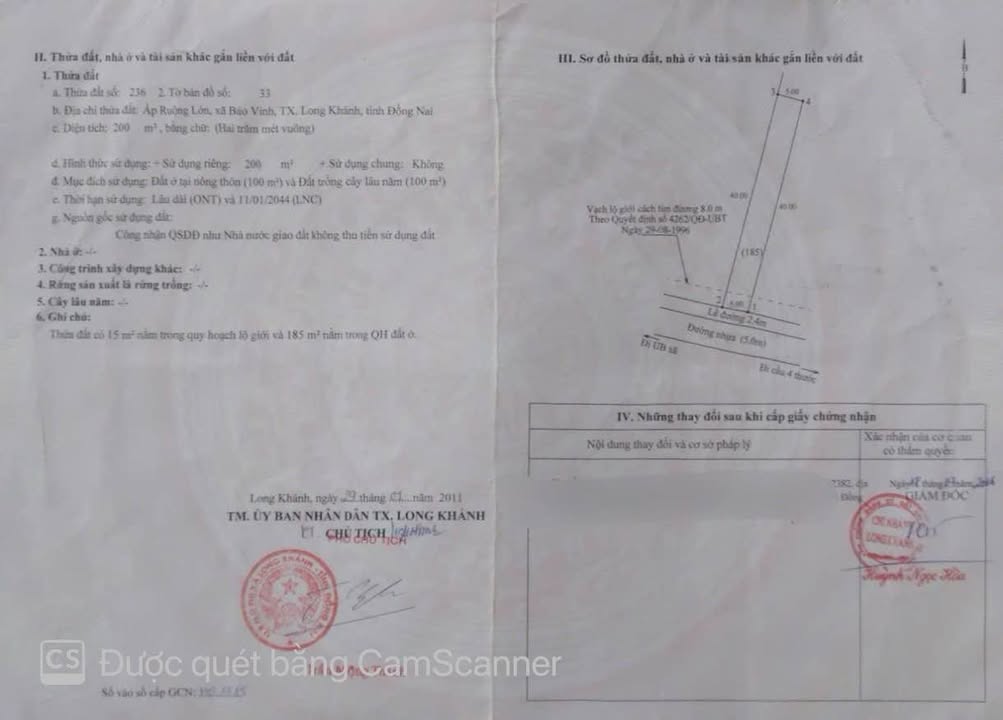 Đất mặt tiền đường Long Khánh, Bảo Vinh 200m² giá 1.1 tỷ - Cơ hội đầu tư hấp dẫn!