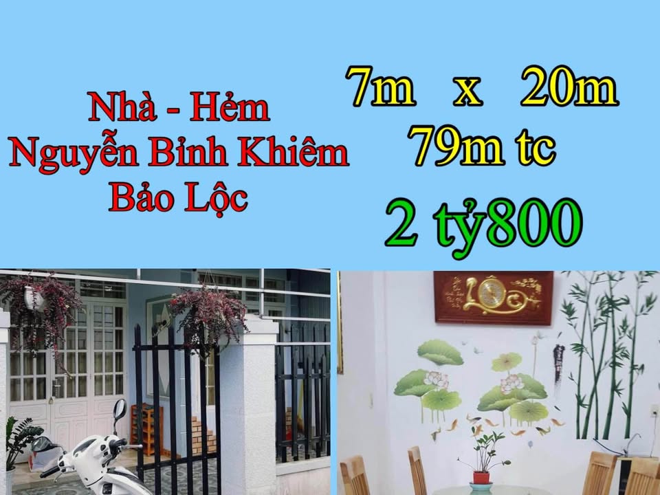 Nhà hẻm Nguyễn Bỉnh Khiêm Bảo Lộc 140m² giá 2.8 tỷ - Chính chủ bán gấp!