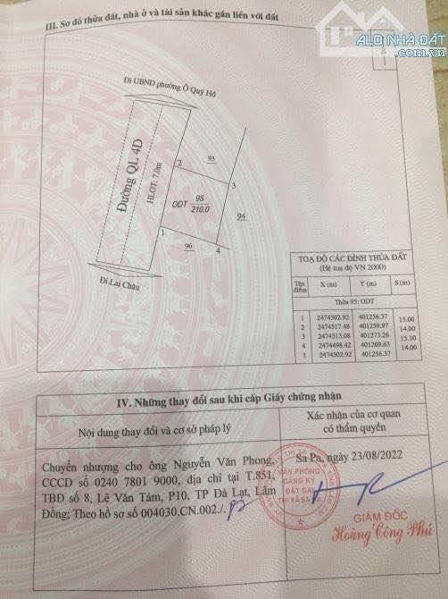 Đất nền view đẹp tại Ô Quý Hồ, Sa Pa 600m² giá 5.5 tỷ - Đầu tư lý tưởng!