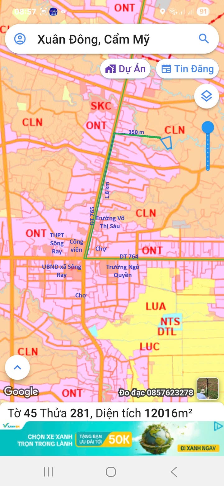 Đất nền 1.2 ha tại Thị Trấn Sông Ray, Đồng Nai - Đầu tư sinh lời ngay trước sân bay Long Thành!