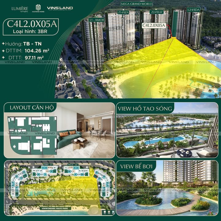 Căn hộ Masteri Lumiere Spring Bay 100m² giá tốt - View Biển tuyệt đẹp!