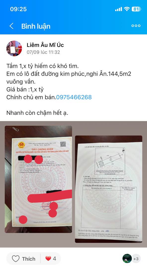 Đất mặt đường Kim Phúc, Nghi Ân 144m² giá 1.9 tỷ - Đầu tư sinh lời ngay!