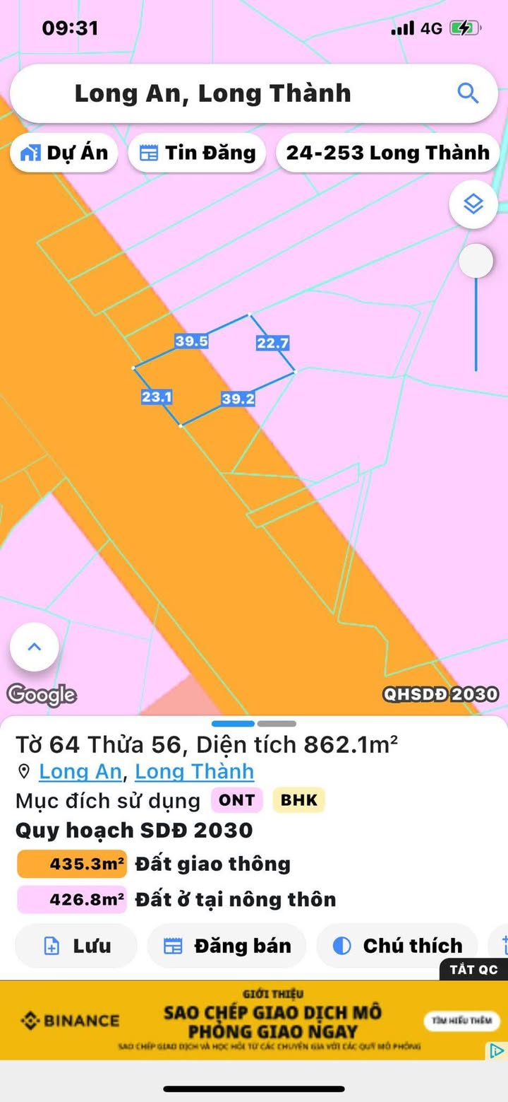 Đất nền mặt tiền Quốc lộ 51, Long Thành, Đồng Nai 1813m² - Cơ hội đầu tư hấp dẫn!