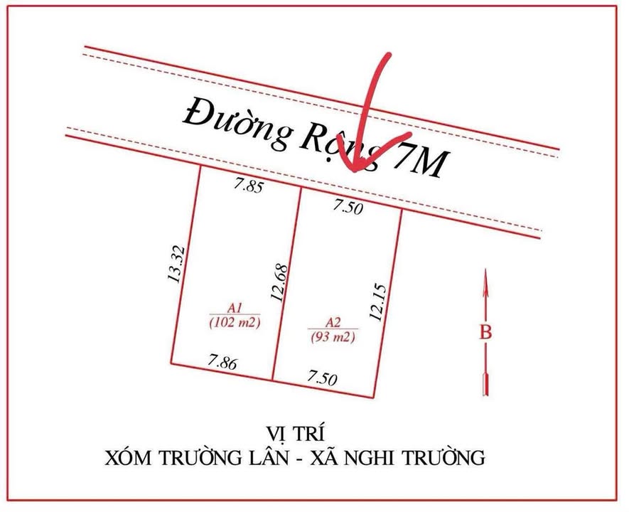 Đất chính chủ Nghi Trường 93m² giá 700 triệu - Đường ô tô đua