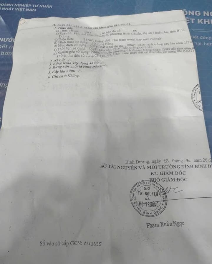 Đất nền Bình Chuẩn, Thuận An 214m² - Vị trí đẹp, giá thỏa thuận!