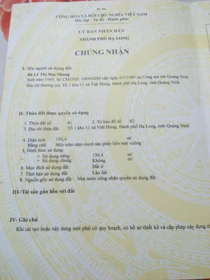 Đất nền tại Việt Hưng Hạ Long 156m² giá 1 tỷ - Cơ hội đầu tư tuyệt vời!