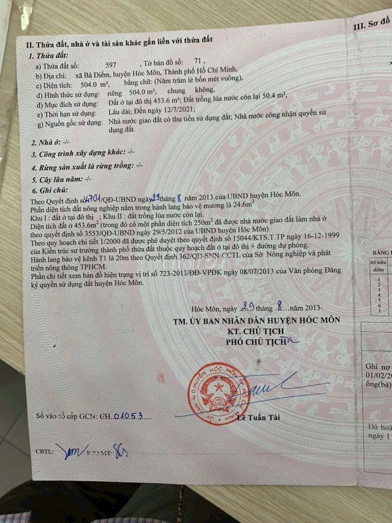 Đất mặt tiền Kênh Tiêu Bà Điểm 506m² giá 25 tỷ - Chính chủ cần bán gấp!