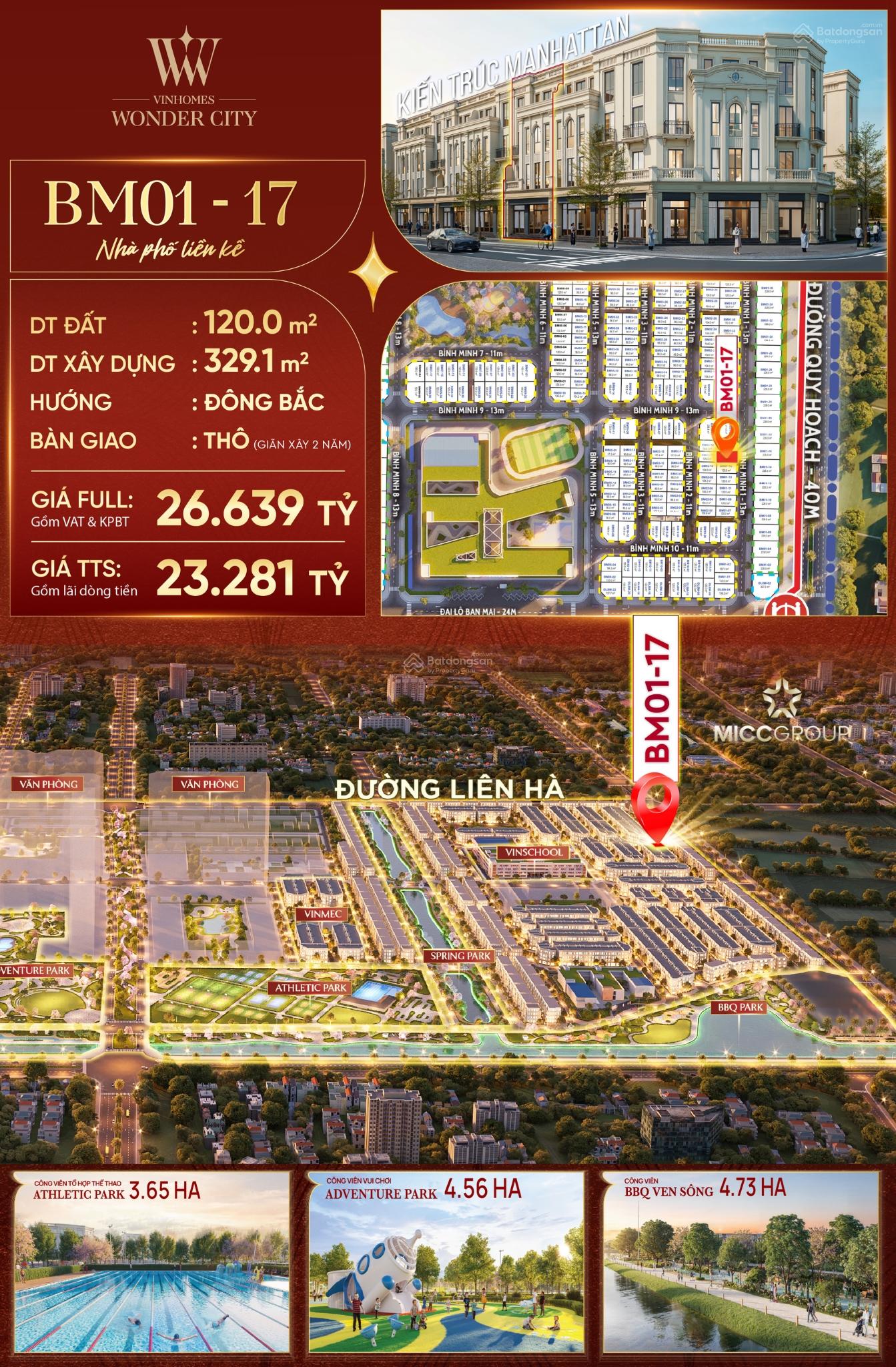 Căn liền kề 120m² Vinhomes Đan Phượng chỉ 23 tỷ - Đầu tư sinh lời vượt trội!