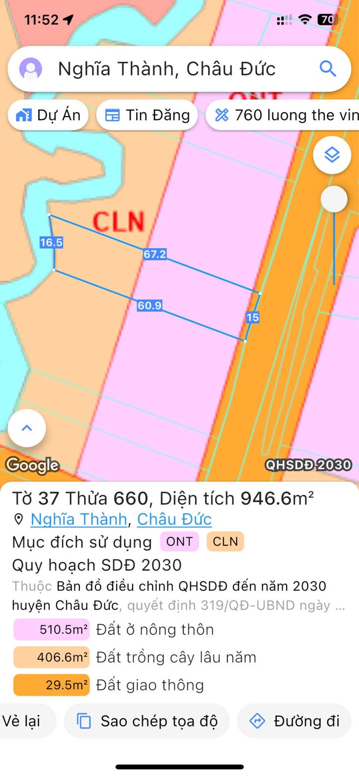 Đất nền Nghĩa Thành, Châu Đức 946m² giá 4.2 tỷ - Đầu tư sinh lời hấp dẫn!