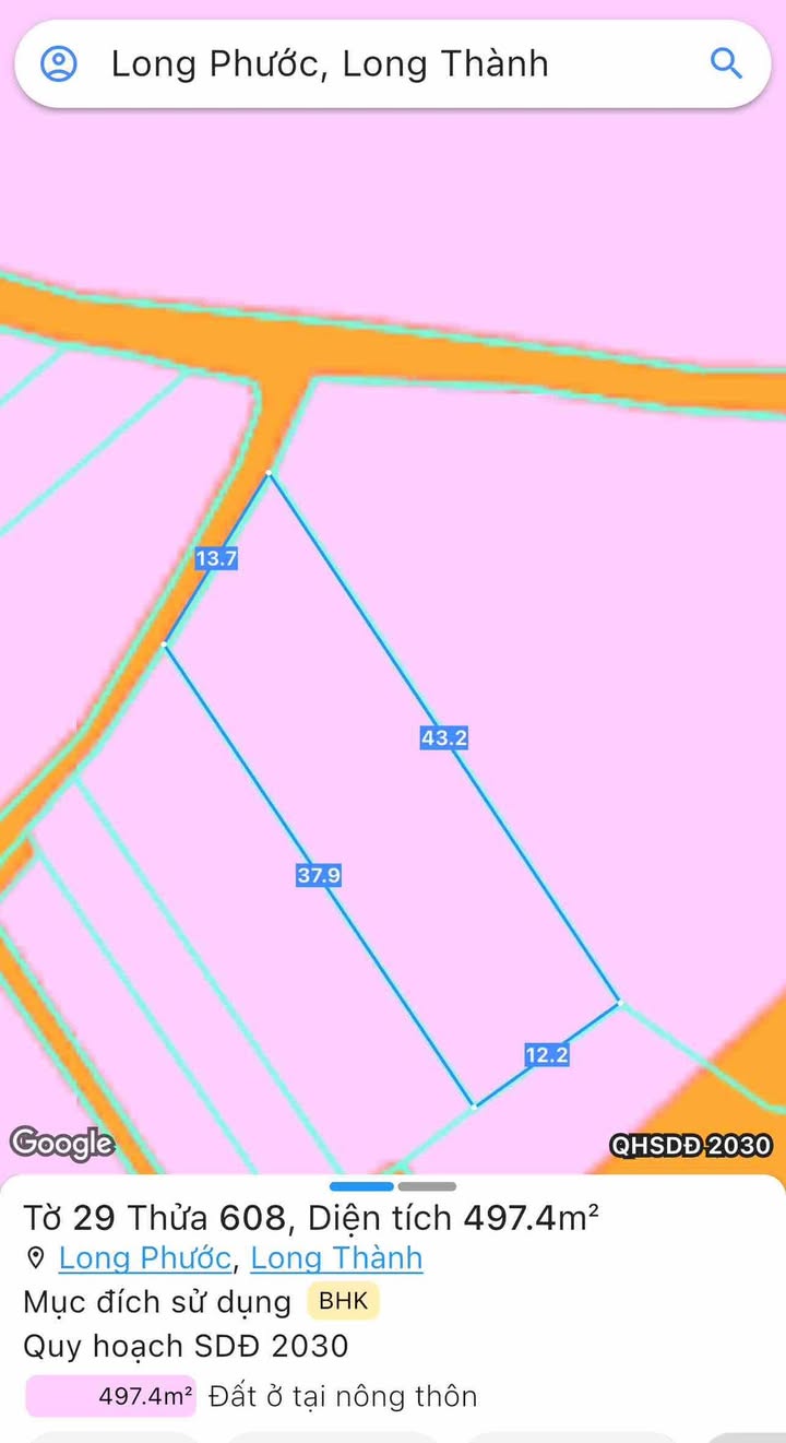 Đất nền Long Phước, Long Thành 497m² giá 2.6 tỷ - Cần bán gấp vì lý do tài chính!