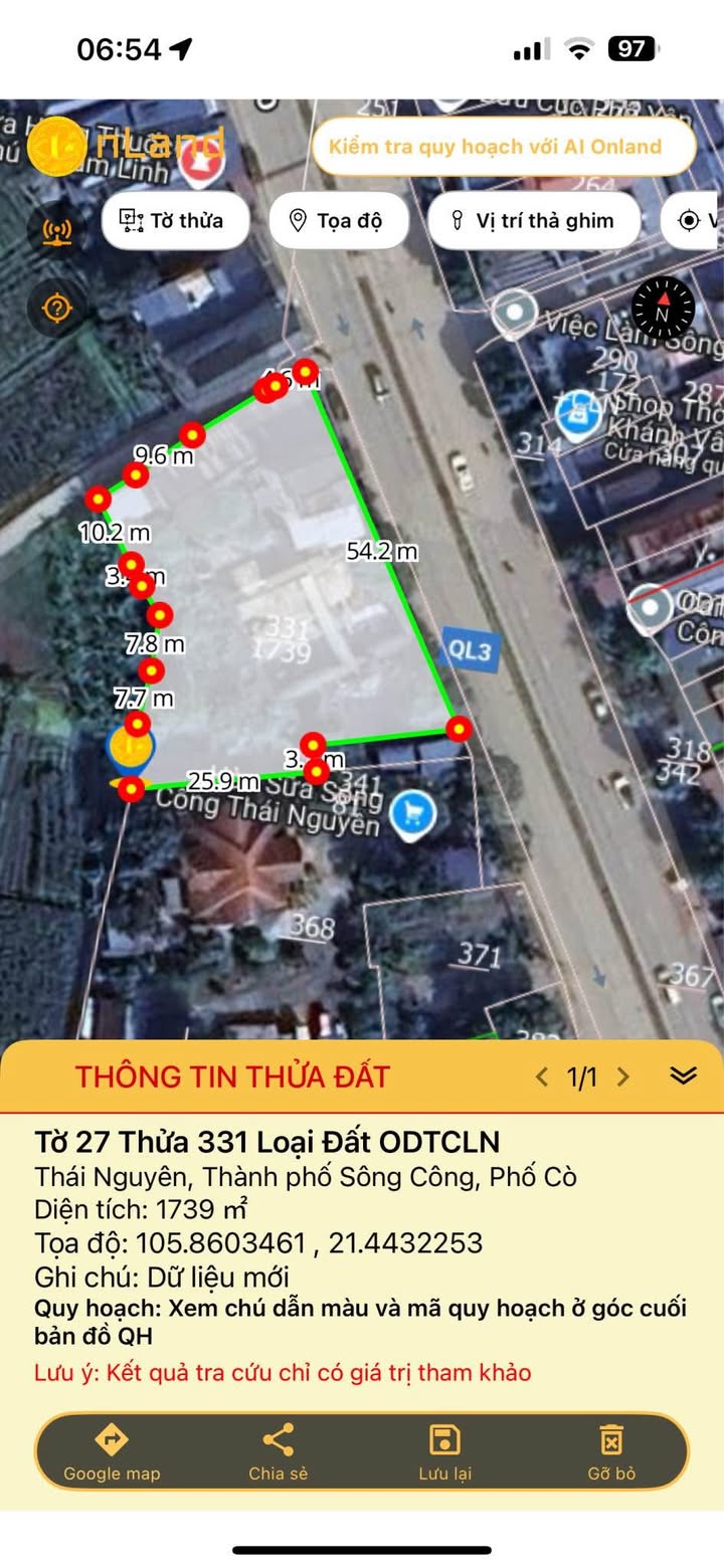 Đất nền mặt đường Quốc lộ 3, Sông Công 1.500m² giá 30 tỷ - Phù hợp kinh doanh đa dạng