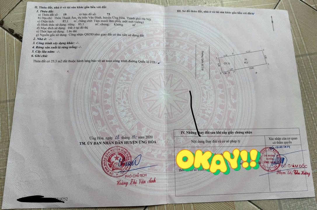 Đất mặt Quốc lộ 21B, Thôn Thanh Ấm, 85,1m² - Vị trí đắc địa cho kinh doanh!