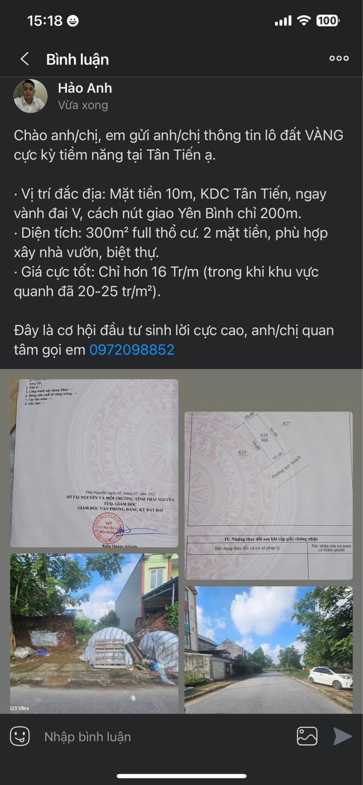 Đất nền Tân Tiến 300m² giá 4.8 tỷ - Cơ hội đầu tư sinh lời cao!