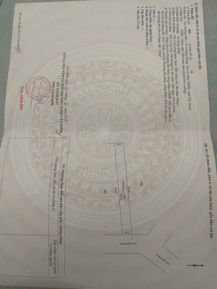 Đất nền Trường Đông Hoà Thành 250m² giá 500 triệu - Sổ đỏ chính chủ, thương lượng