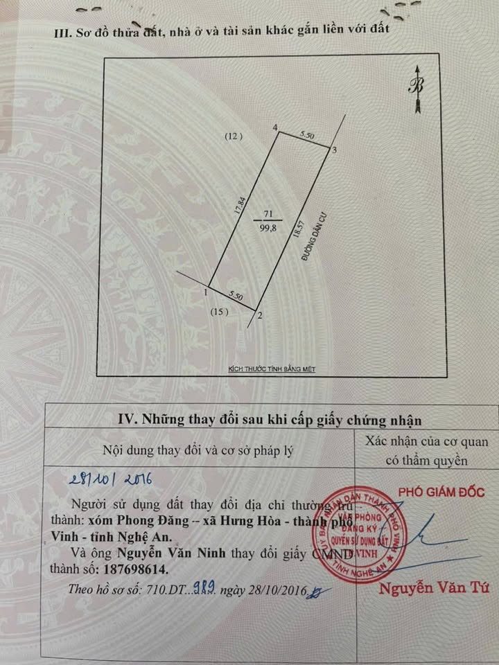 Nhà đất chính chủ tại phường Trường Vinh 99,8m² giá 2,5 tỷ - Đường lớn, gần Eco Central Park!