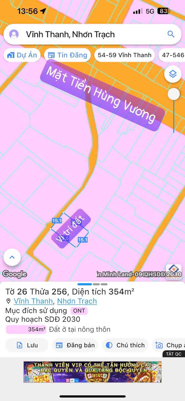Bán đất 1 sẹc Hùng Vương, xã Vĩnh Thanh, 117m² giá 1.85 tỷ - Đầu tư sinh lời tuyệt vời!