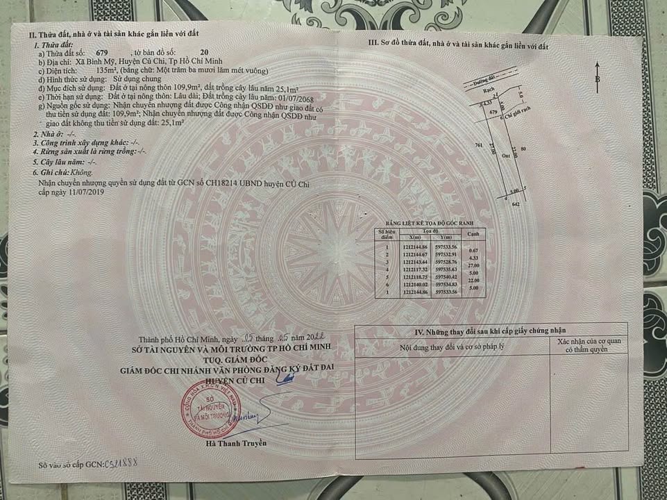 Đất nền Củ Chi 135m² giá 2.45 tỷ - Cơ hội đầu tư sinh lời!