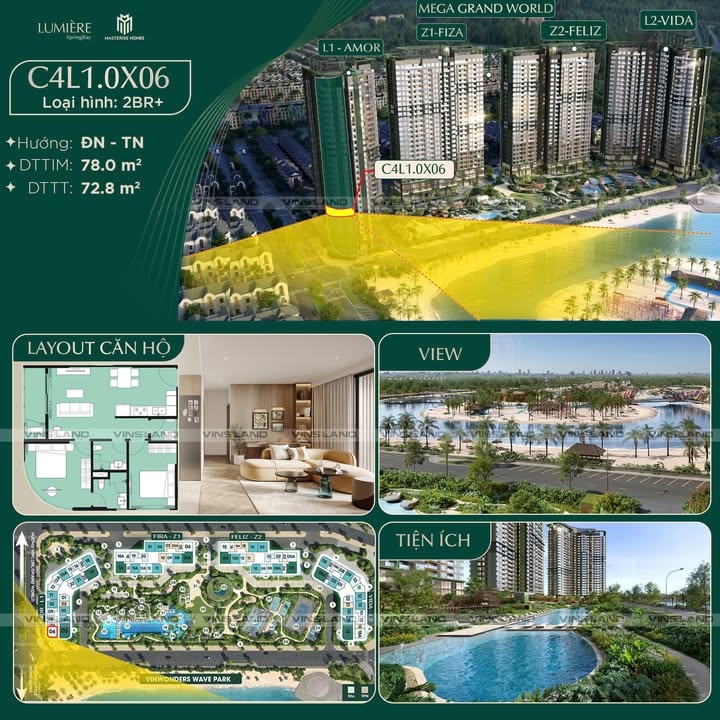 Căn hộ 2PN tại Lumiere Spring Bay 68m² giá thỏa thuận - View biển tuyệt đẹp!