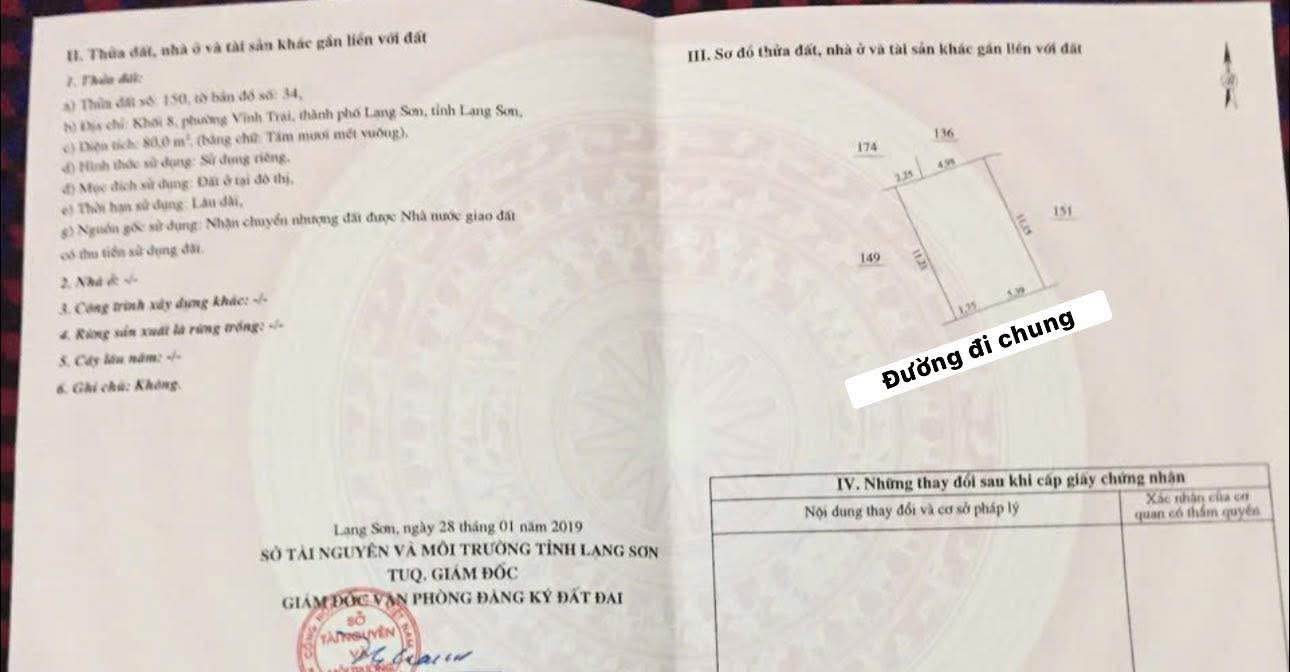 Đất nền bán gấp Ngõ 2 Ngô Quyền, Đông Kinh, Lạng Sơn 80m² giá 800 triệu - Cơ hội đầu tư lý tưởng!