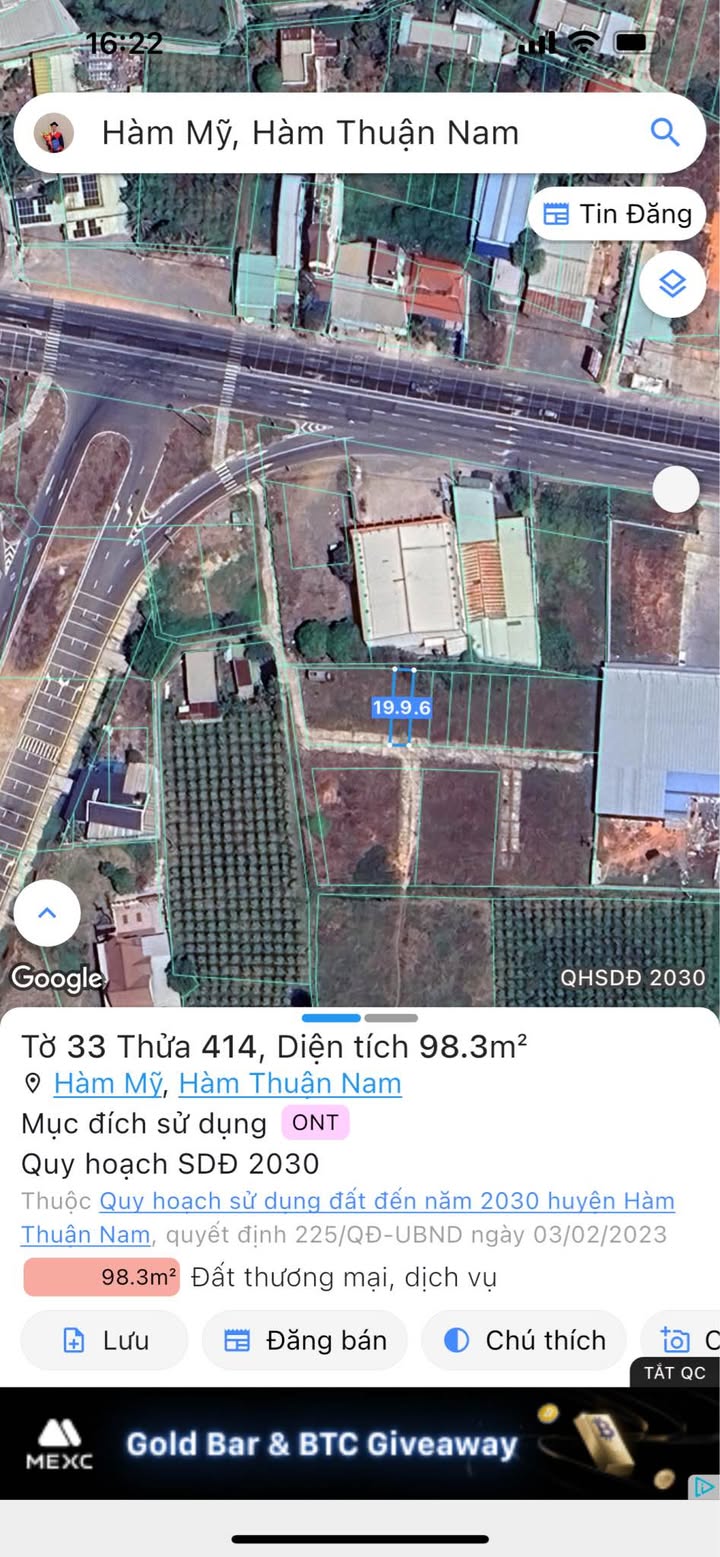 Đất thổ cư Hàm Mỹ 98m² giá 800 triệu - Đầu tư sinh lời ngay!