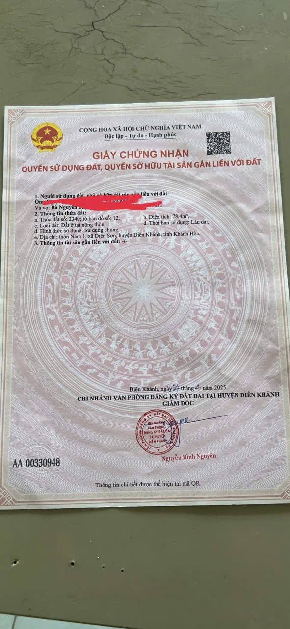 Nhà bán Diên Sơn, Diên Khánh 78m² giá chỉ 1.85 tỷ - Nội thất đầy đủ, vào ở ngay!