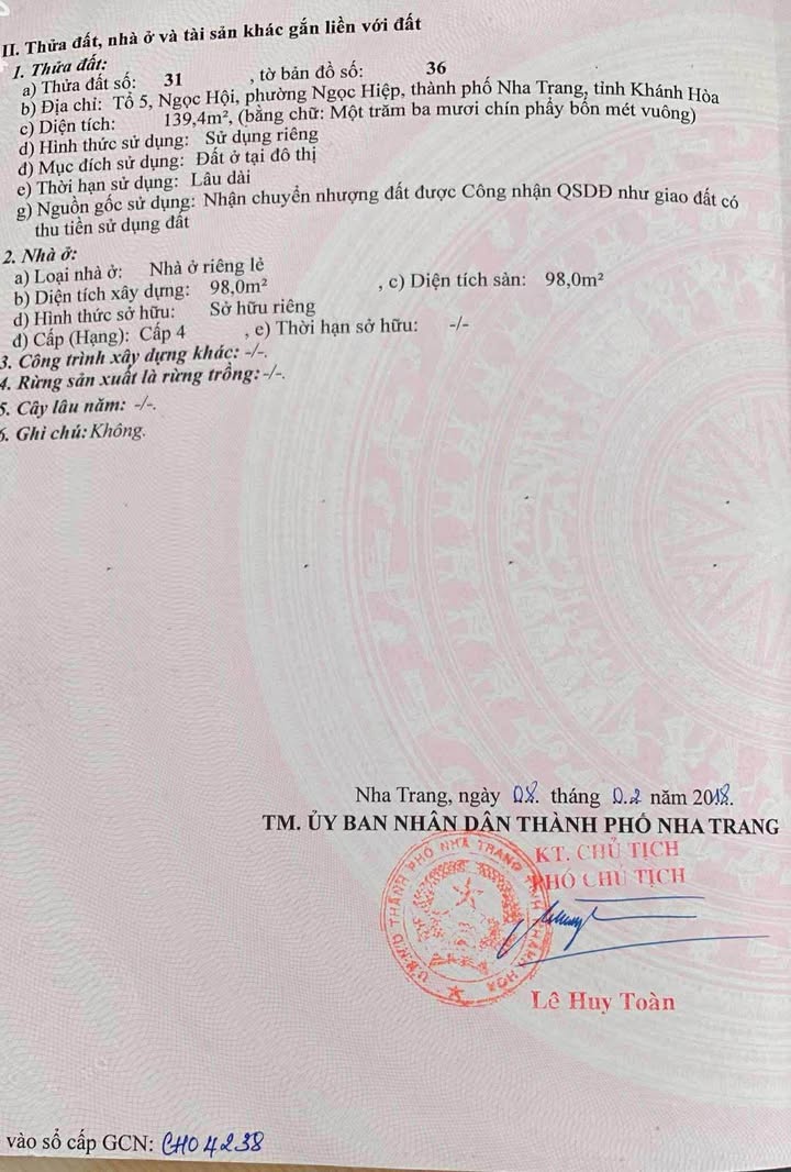 Đất thổ cư phường Ngọc Hiệp 139,4m² giá 3,65 tỷ - Vị trí đắc địa gần chợ