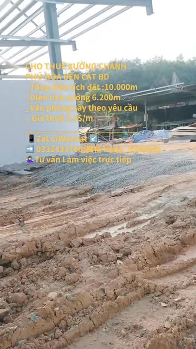 Cho thuê xưởng 6200m² Chánh Phú Hòa Bến Cát - Pháp lý đầy đủ, tiện ích hiện đại!