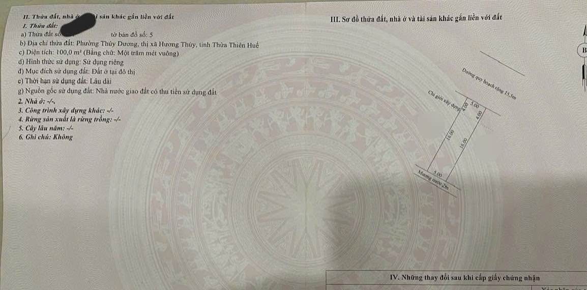 Đất nền Thủy Thanh 100m² giá chỉ 3,3 tỷ - Đầu tư sinh lời ngay!