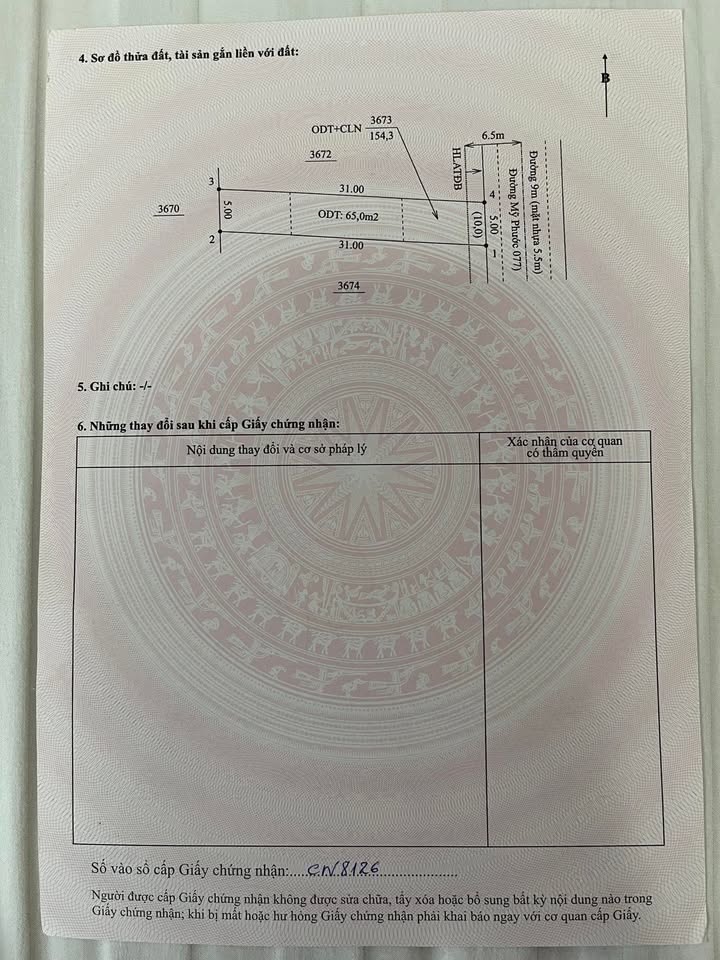 Bán lô đất trung tâm phường Bến Cát, Bình Dương 155m² - Giá chỉ 1.3 tỷ!