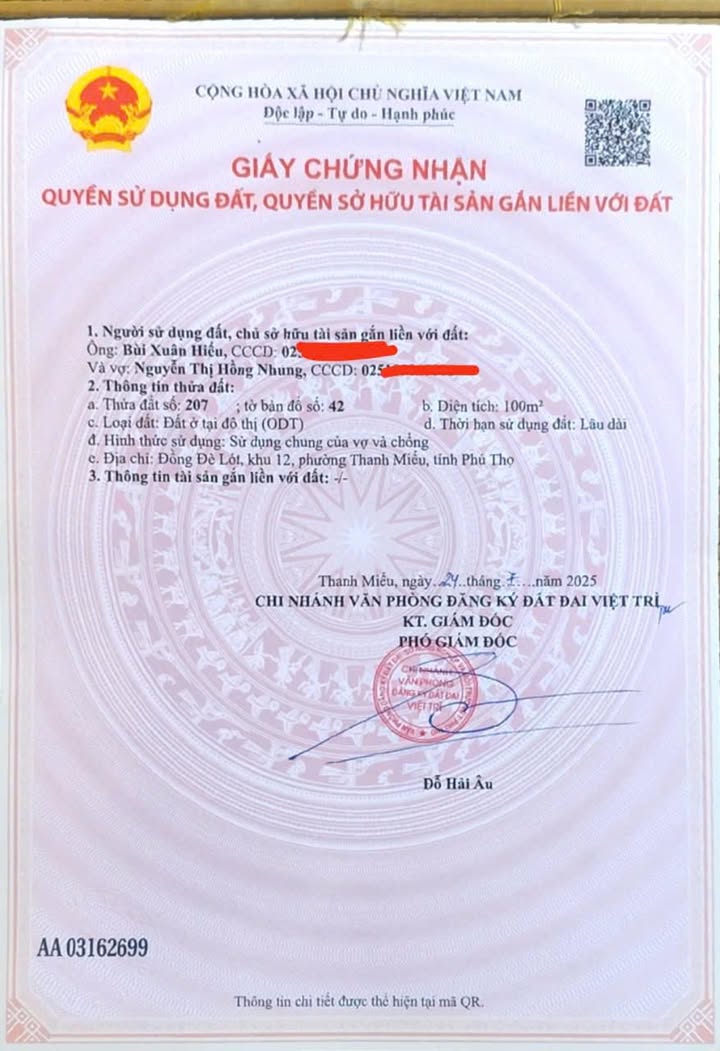 Đất thổ cư Thanh Miếu, Việt Trì 100m² - Cơ hội đầu tư hấp dẫn!