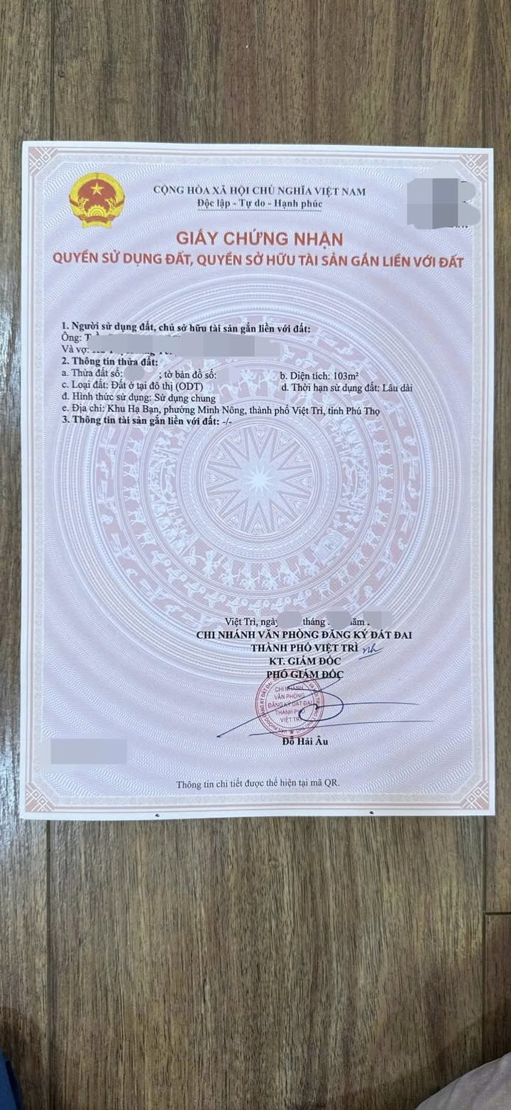 Đất nền Minh Nông Việt Trì 103m² giá 3 tỷ - Cơ hội đầu tư tuyệt vời!