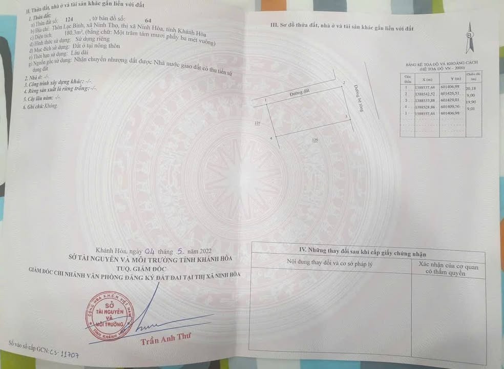 Đất thổ cư Lạc Bình, Ninh Thọ 180m² giá 1.4 tỷ - Sổ hồng chính chủ!