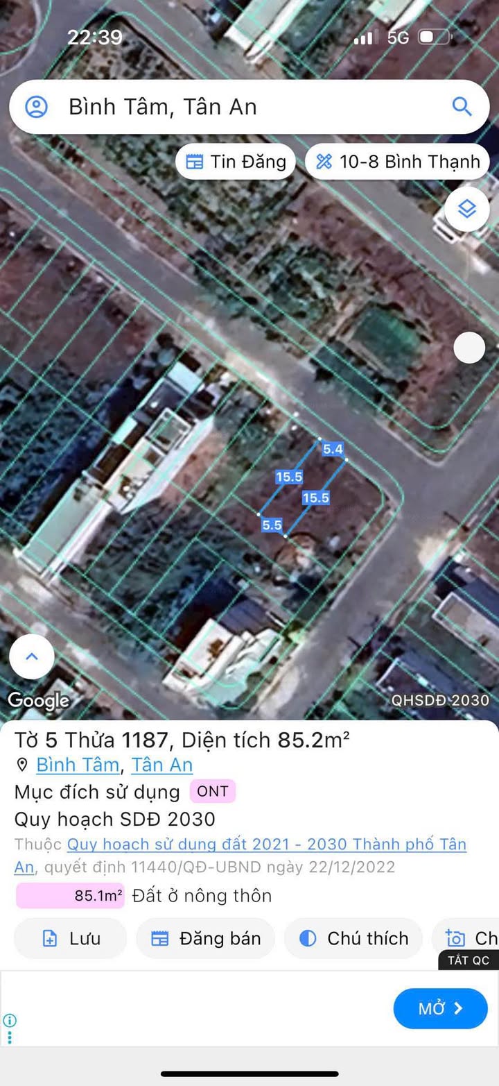 Đất thổ cư 83.7m² tại Bình Tâm, Tân An - Giá chỉ 1.149 tỷ - Sổ đỏ chính chủ!