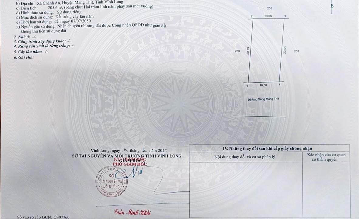 Đất nền Chánh An Mang Thít 200m² giá 455 triệu - Chính chủ, đầu tư sinh lời!