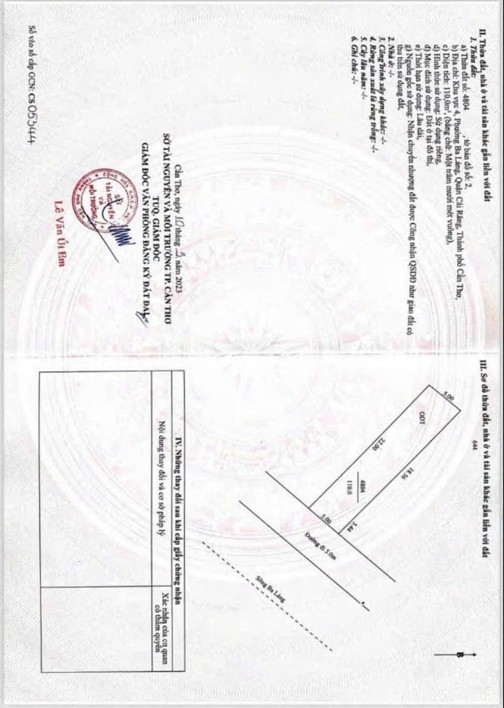 Đất nền thổ cư 110m² đường Ba Láng, Cái Răng, Cần Thơ - Giá chỉ 1.25 tỷ