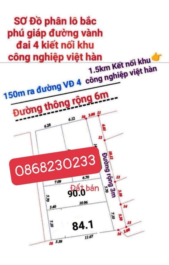 Đất ở Bắc Phú, Sóc Sơn 90m² giá chỉ 1 tỷ - Cơ hội đầu tư hấp dẫn!