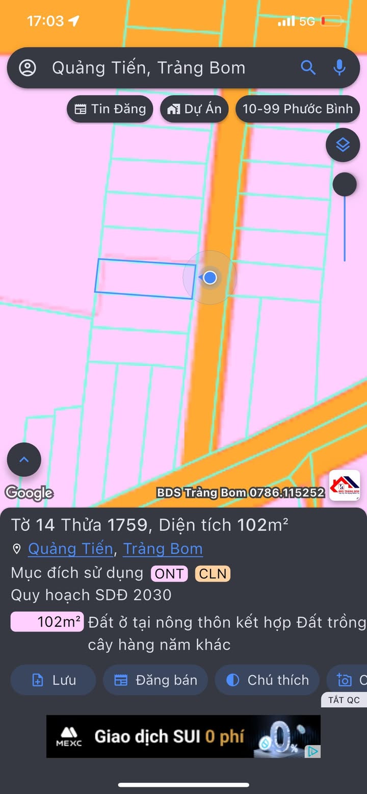 Đất nền Quảng Tiến Trảng Bom 102m² giá 1.1 tỷ - Sổ đỏ chính chủ, thuận tiện đầu tư!